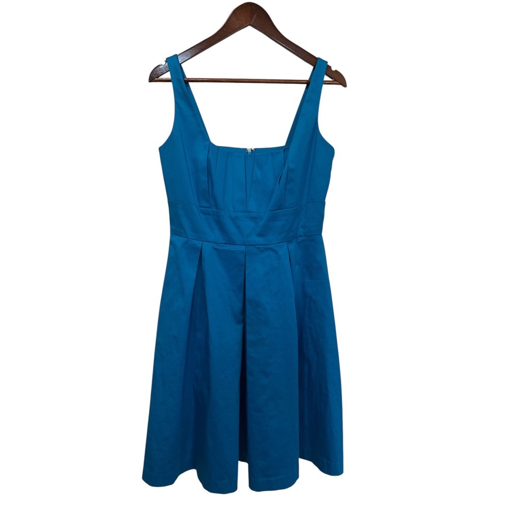 Calvin Klein Blue‎ Sleeveless Pleated Fit Flare Dress Square Neck Size 8 Party